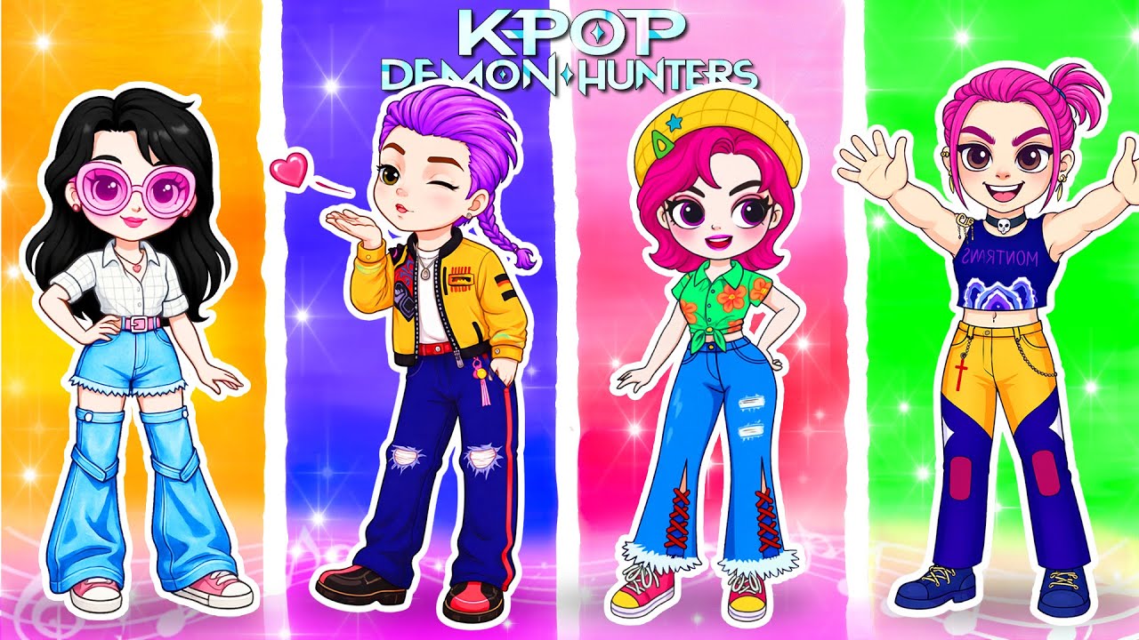 K-Pop Demon Hunters: Huntrix Vs Saja Boy Swapped Outfit Challenge 😱 | DIY Fashion Paper Dolls