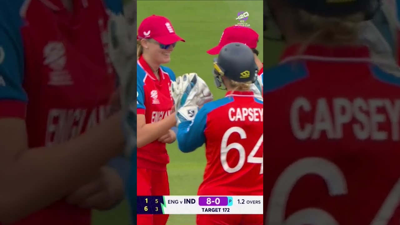 A brilliant catch from Tilly Corteen-Coleman in the warm-up fixture against India 😲👌#T20WorldCup