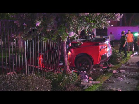 Driver crashes Corvette during police chase in SE Houston - YouTube