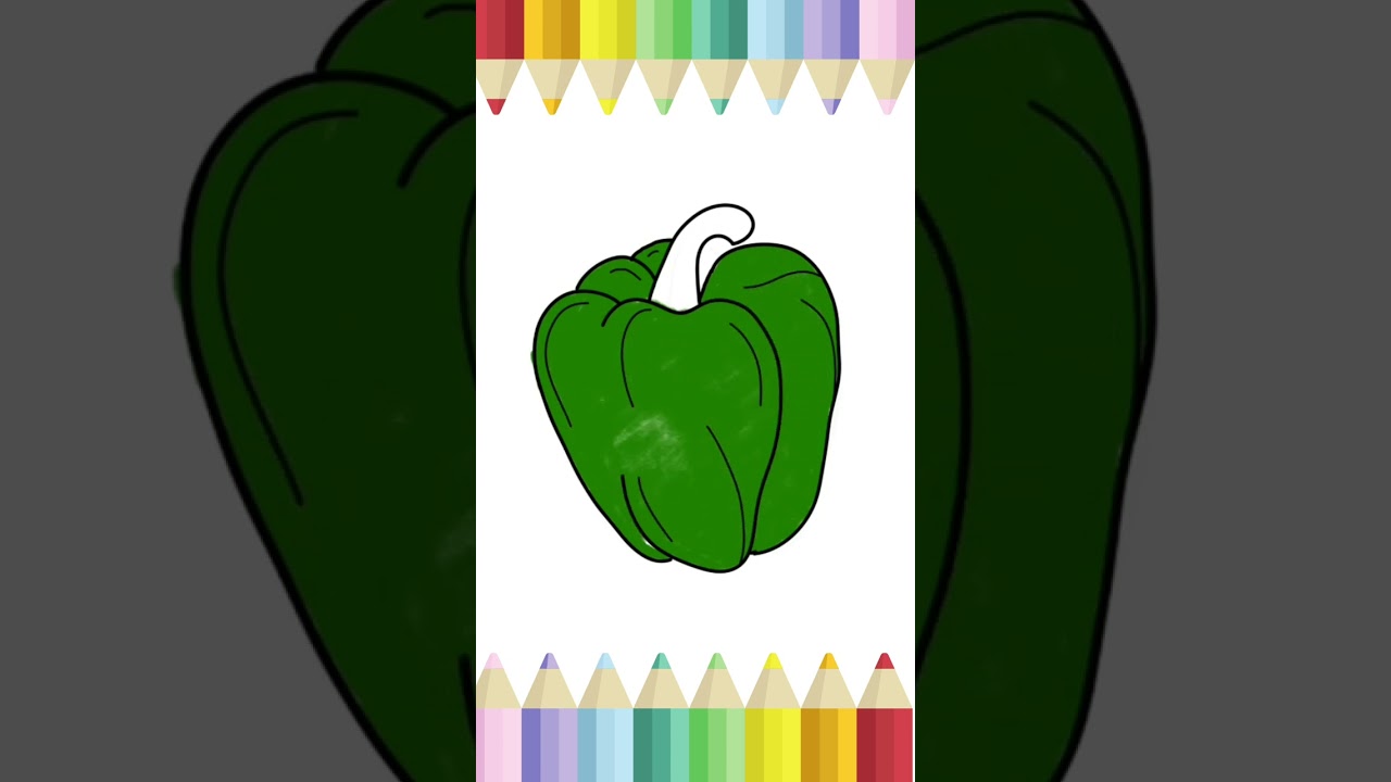 How to draw a capsicum,  fruits and vegetables drawing,  colouring for kids, cartoon drawing