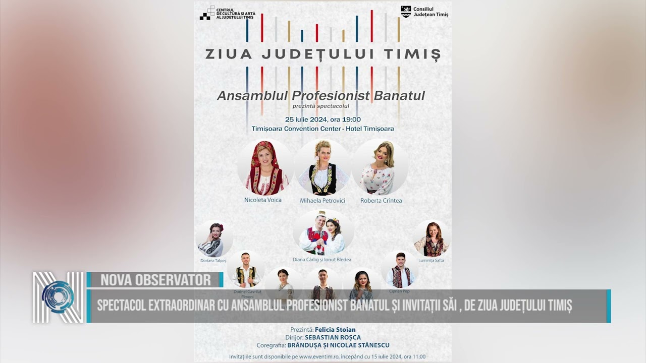 Spectacol extraodinar cu Ansamblul Profesionist Banatul și invitații săi , de Ziua Județului Timiș Spectacol extraodinar cu Ansamblul Profesionist Banatul și invitații săi , de Ziua Județului Timiș