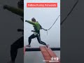 Man accidentally crosses plank bridge  not knowing harness is unsecure 😱