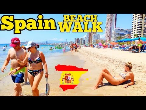 4K Spain Beach Walk Benidorm Levante Beach On August 2021 