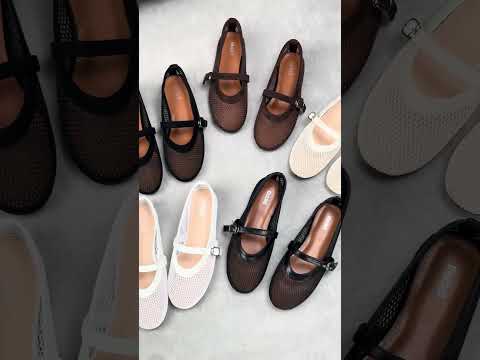 Чорні літні текстильні балетки сітка в асортименті, видео 1