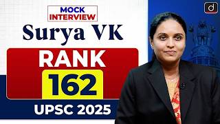 UPSC Result 2025 | Surya VK | Rank 162 | Mock Interview | Drishti IAS English screenshot 3
