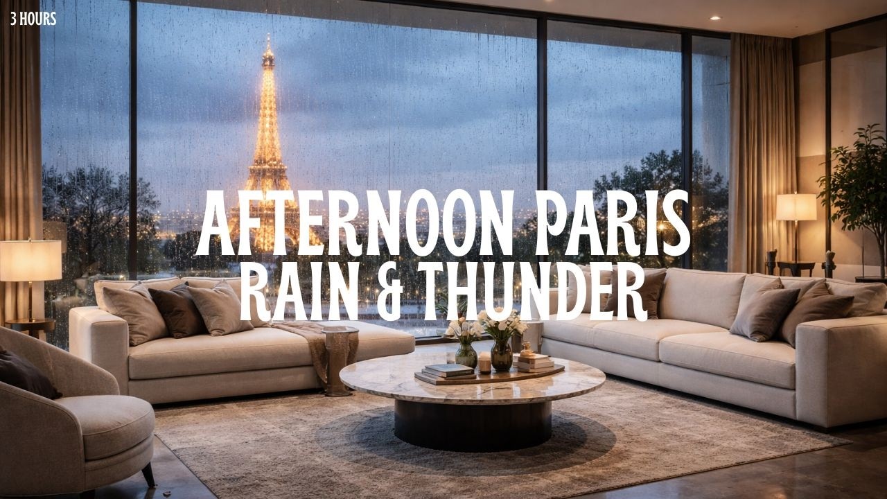 Rain on Window in Luxury Paris Apartment - Heavy Thunderstorm & Deep Sleep (3 Hours)