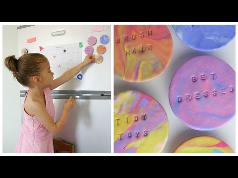 {Kids} DIY Mabled Polymer Clay Chore Magnets