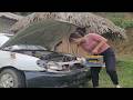 The beautiful girl's skills are extraordinary because she repaired the car herself