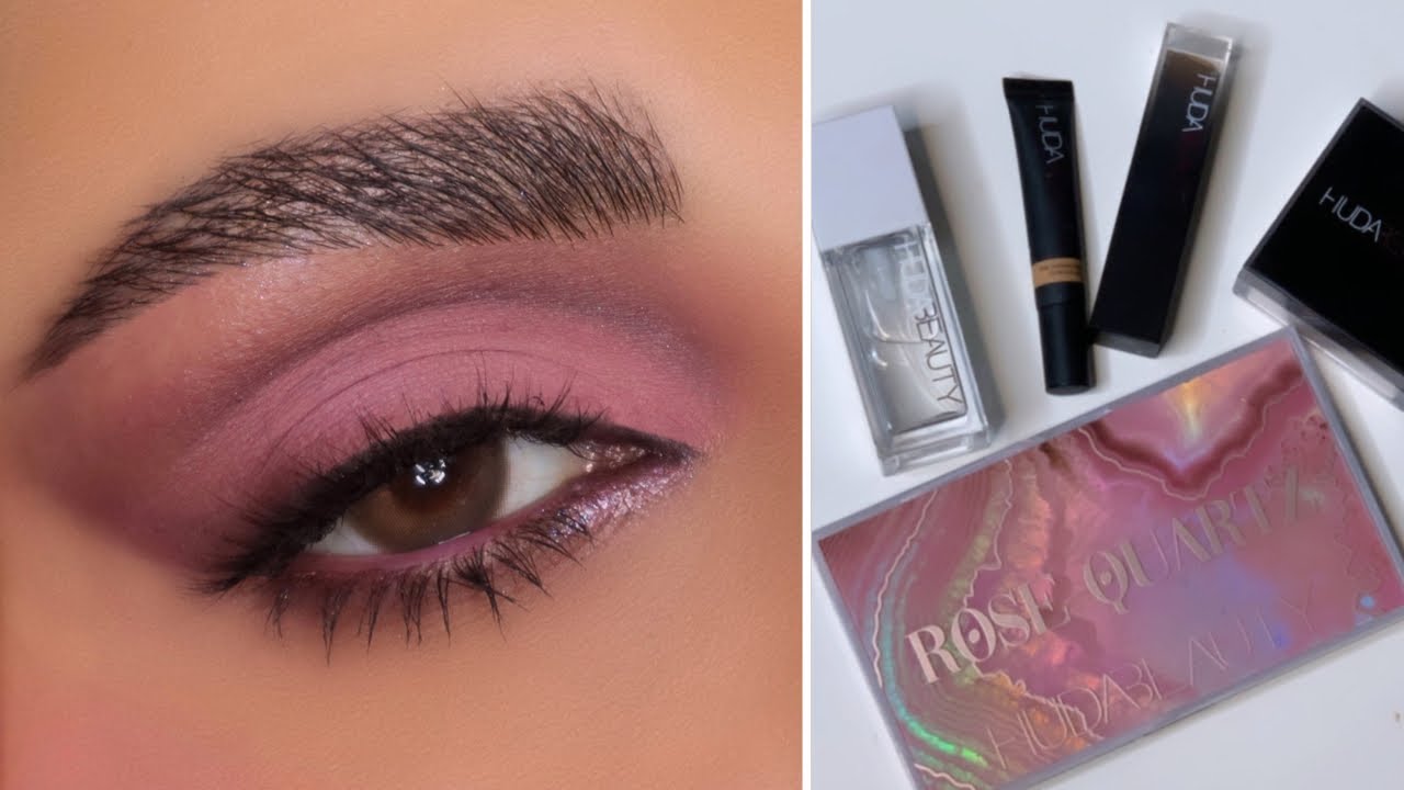 مكياج بينك زهري للمناسبات بمنتجات هدي بيوتي | PINK EYESHADOW WITH HUDA BEAUTY ROSE QUARTZ PALETTE