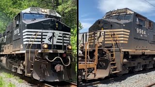 Rare NS Dash 9 duo leads Z264 on the Worcester Mainline!