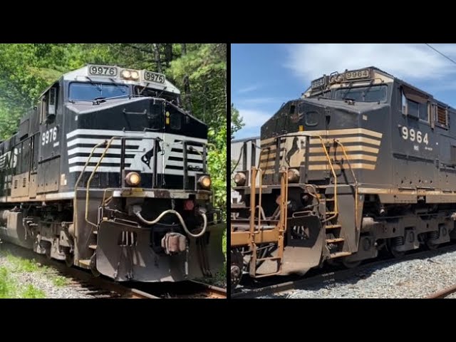 Rare NS Dash 9 duo leads Z264 on the Worcester Mainline! - YouTube