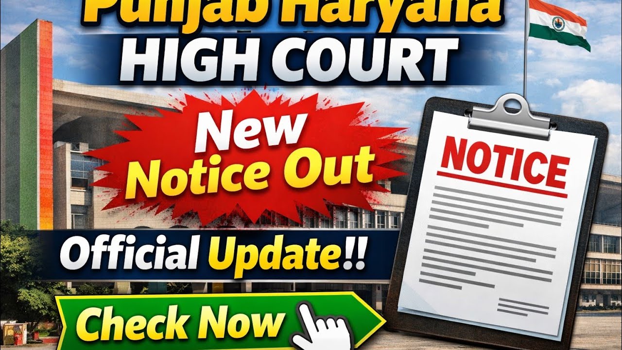 Punjab Haryana High Court New Notice Out 2026 | Official Update | Check Now