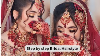 Step By Step Bridal Hairstyle || Beautiful Hairstyle For Barat Makeup Look