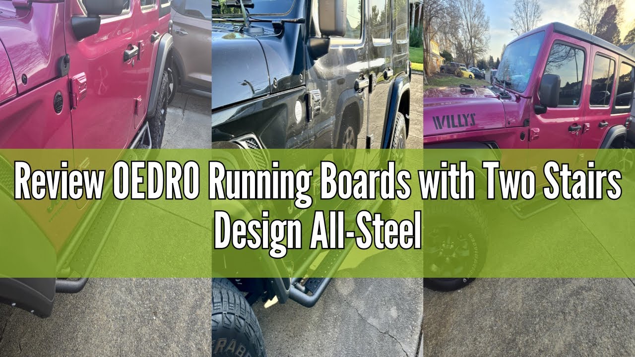Review OEDRO Running Boards with Two Stairs Design All-Steel Build, Bolt-on Side Steps Compatible wi