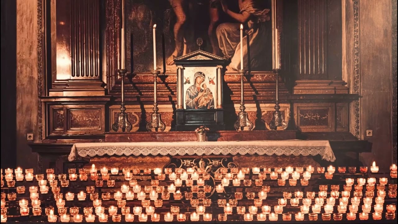 Catholic Ambience Relax in Prayer Flickering Candles, Crackling