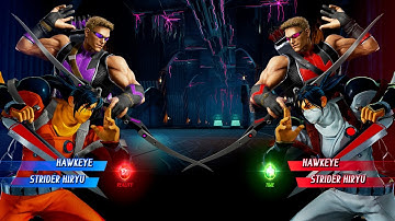 PURPLE HAWKEYE & RED STRIDER HIRYU VS RED HAWKEYE & STRIDER HIRYU - Marvel vs Capcom Infinite