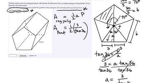 Surface area and volume of a pentagonal prism