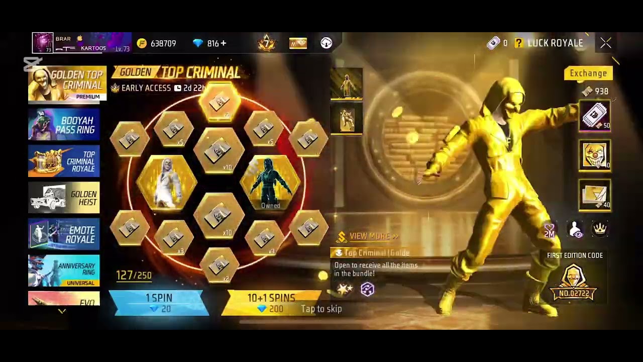 I got top golden criminal bundle | wasted 10000 diamonds 💎🤯 