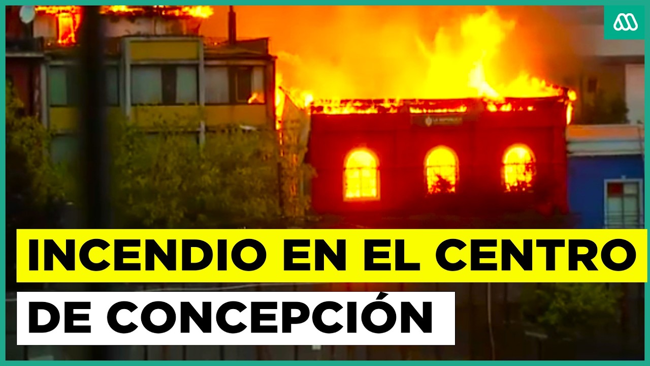 Colapsó por completo: Incendio destruye edificio patrimonial en el centro de Concepción