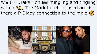 Word is Drake's on 📷 mingling and tingling with a 🐕, The Mark hotel exposed and is there a P Diddy