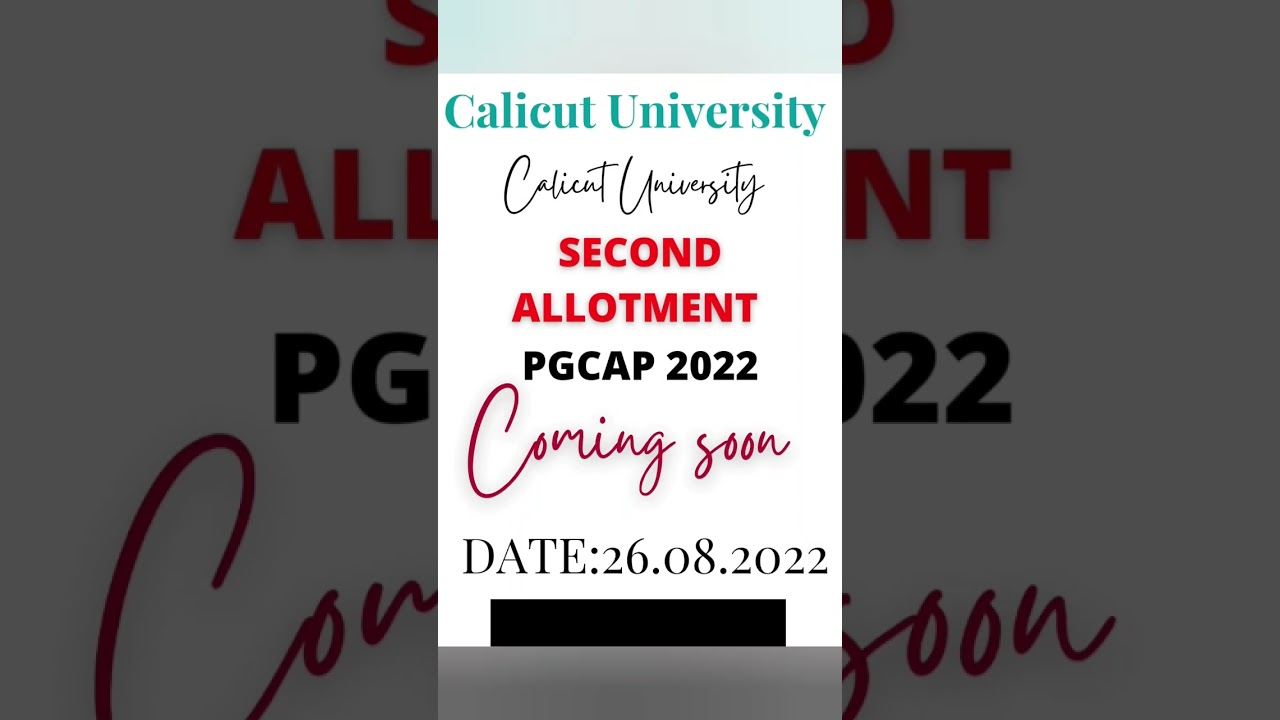 calicut University |PGCAP 2022 |second allotment |pg admission 2022-2023