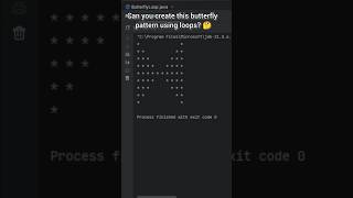 Butterfly Pattern Using Loops 🦋 | Java Pattern Program #Shorts