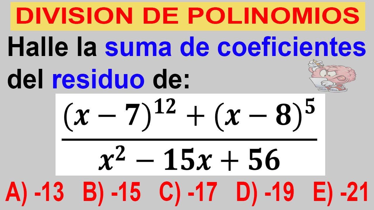 DIVISION DE POLINOMIOS ALGEBRA PROBLEMA PRE UNIVERSITARIO