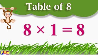 Table of 8 | Table of Eight | Learn Multiplication Table of 8 x 1 = 8 Times Tables Practice English