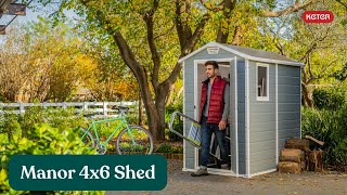 Manor 4x6 Durable Resin Storage Sheds - Keter