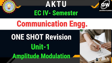 UNIT-1 Amplitude Modulation I ONE SHOT I Communication Engineering I Gaterway Classes I AKTU
