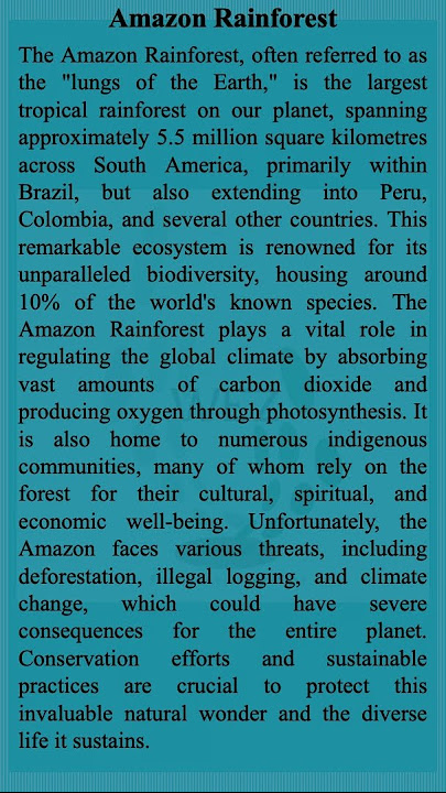 Paragraph on Amazon Rainforest