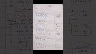 📚 Class 10 Maths Quadratic Equations Exercise 4.2 Solutions | Handwritten Notes ✨#neet#shorts#
