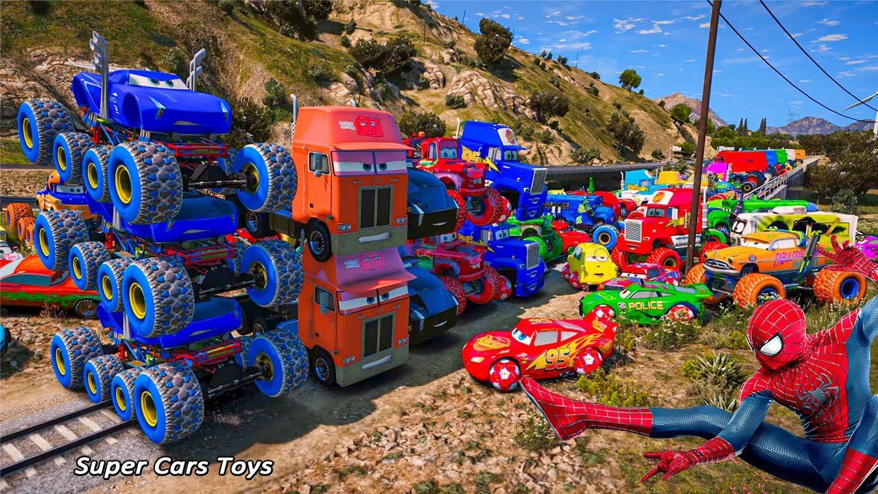 Cars McQueen Monster Trucks Jackson Storm Fabulous Jerry Recycled Batteries Gale Beaufort Mater Mack