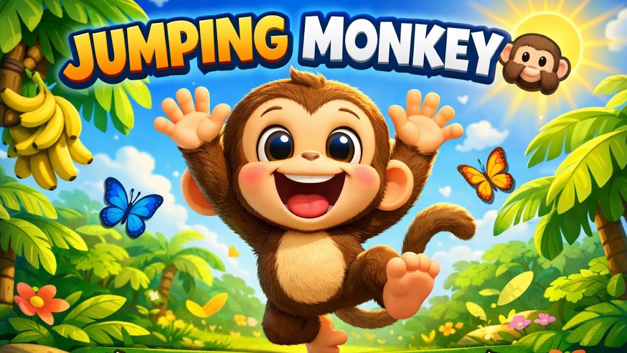 Jumping Monkey 🙊 | Fun Animal Song for Kids | Dance & Jump Along 🐒#rhymes #kidsrhymes 