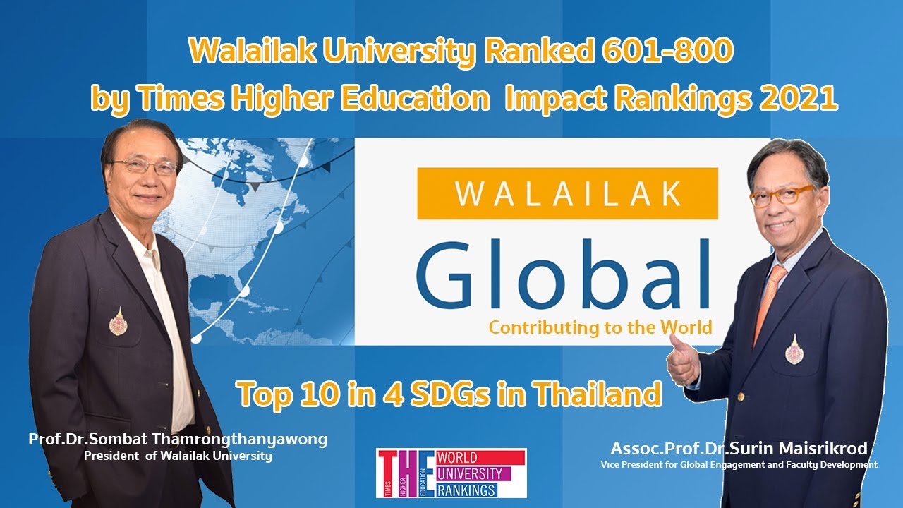 WALAILAK GLOBAL: Walailak University Ranked 601-800 by Times Higher Education  Impact Rankings 2021
