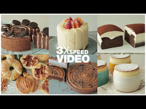 #103 3x Speed 케이크 디저트 베이킹 영상 : Cake Dessert Baking Video | 크레이프 케이크, 초콜릿 케이크, <strong>롤케이크</strong>, 파이 |Cooking tree