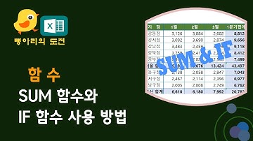 엑셀의 SUM함수와 IF함수 / SUM함수의 인수 작성법, 메뉴의 합계(∑) 사용법, IF함수의 인수 작성법, 다중 IF 함수 사용법
