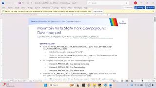 Illustrated PowerPoint 365 | Modules 1-3: SAM Capstone Project A Mountain Vista State Park Campgroun