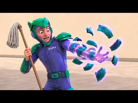 A SPECIAL SUIT from a SUPER VILLAIN bonds to a JANITOR’S body and gives him EVIL POWERS