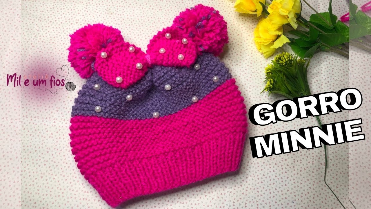 ✅ TOUCA DE TRICÔ FÀCIL / GORRO DE TRICÔ DA MINNIE / @AthelieMilFios