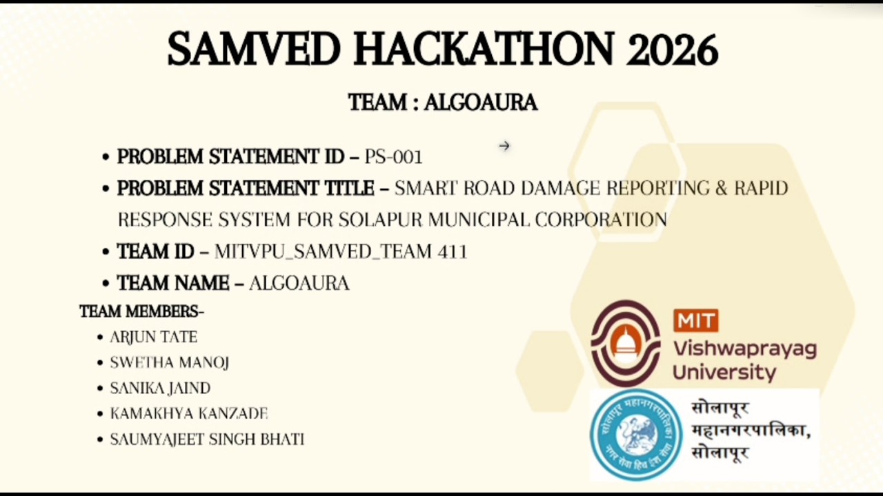 Margakshat – AI Powered Smart Road Damage Reporting System | SAMVED 2026 | TEAM-AlgoAura