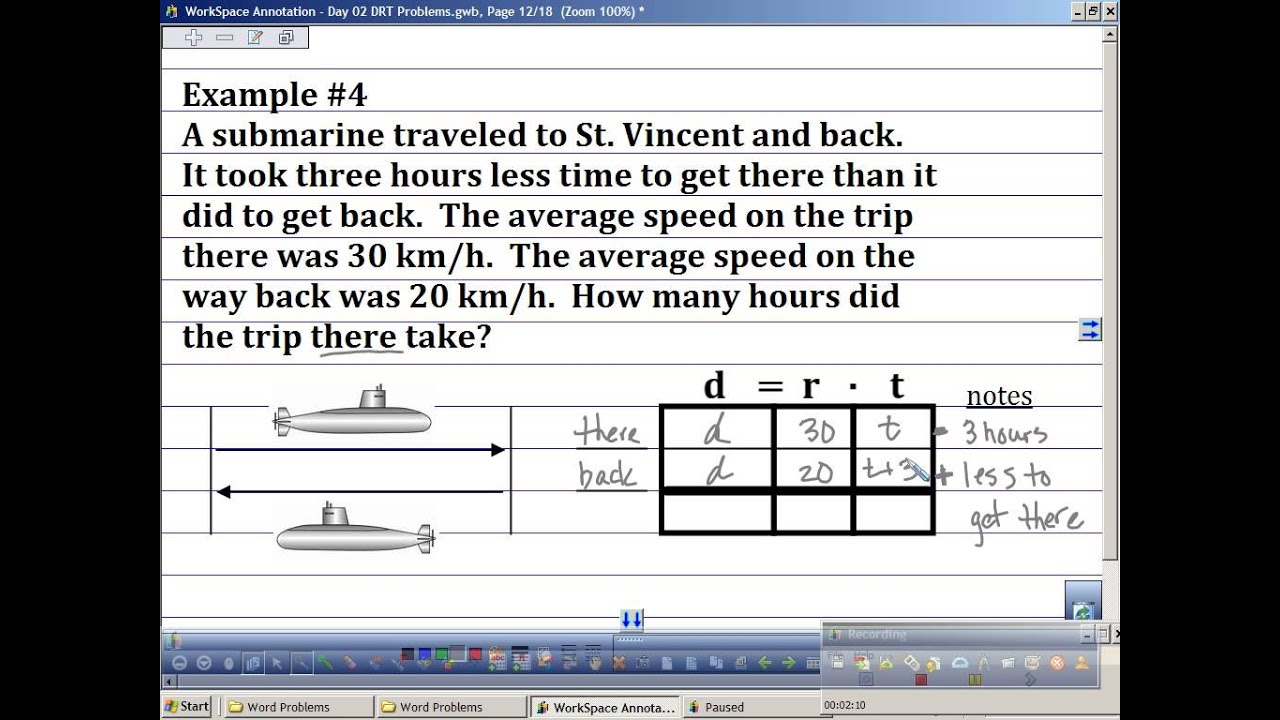 Rate, Time, Distance - Algebra Word Problems (video lessons Regarding Distance Formula Word Problems Worksheet