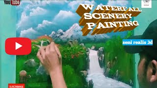 Acrylicpainting,Waterfall scenery painting | cara menggambar air terjun Acrylicpainting,Waterfall scenery painting | cara menggambar air terjun