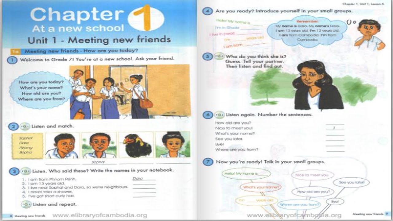 English grade 7 : Chapter 1 Unit 1 - TAPESCRIPT 1.1.1