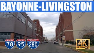 Bayonne to Livingston drive via I-78, I-95, and I-280 (4K)