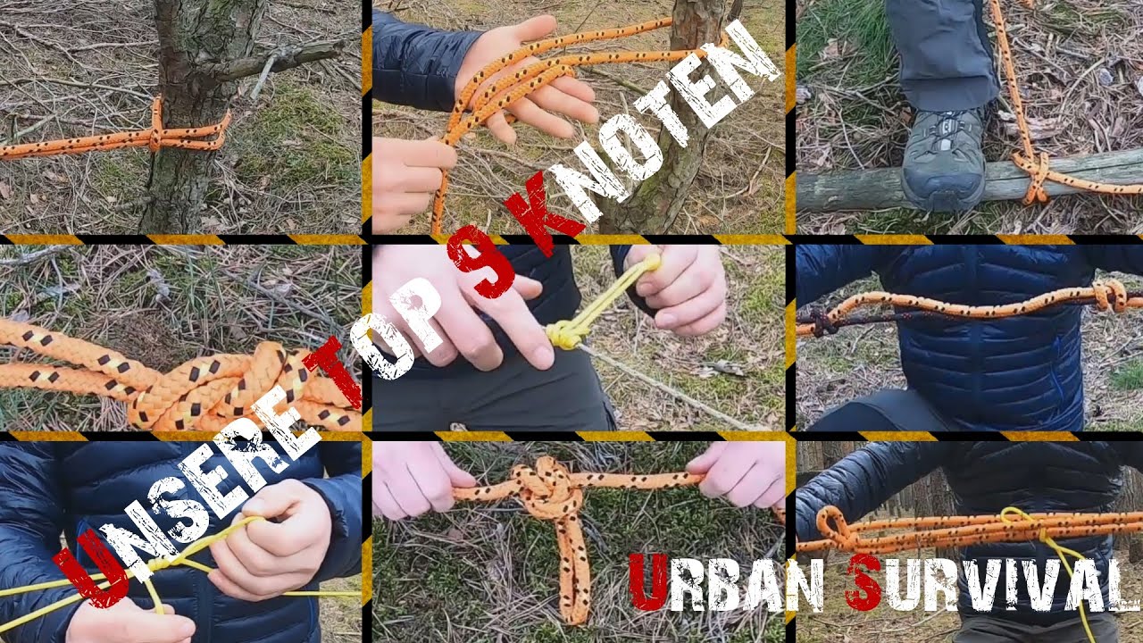 Unsere Top 9 Outdoor Knoten | Essential Knots You Need To Know | Bushcraft - Urban Survival  🏕️