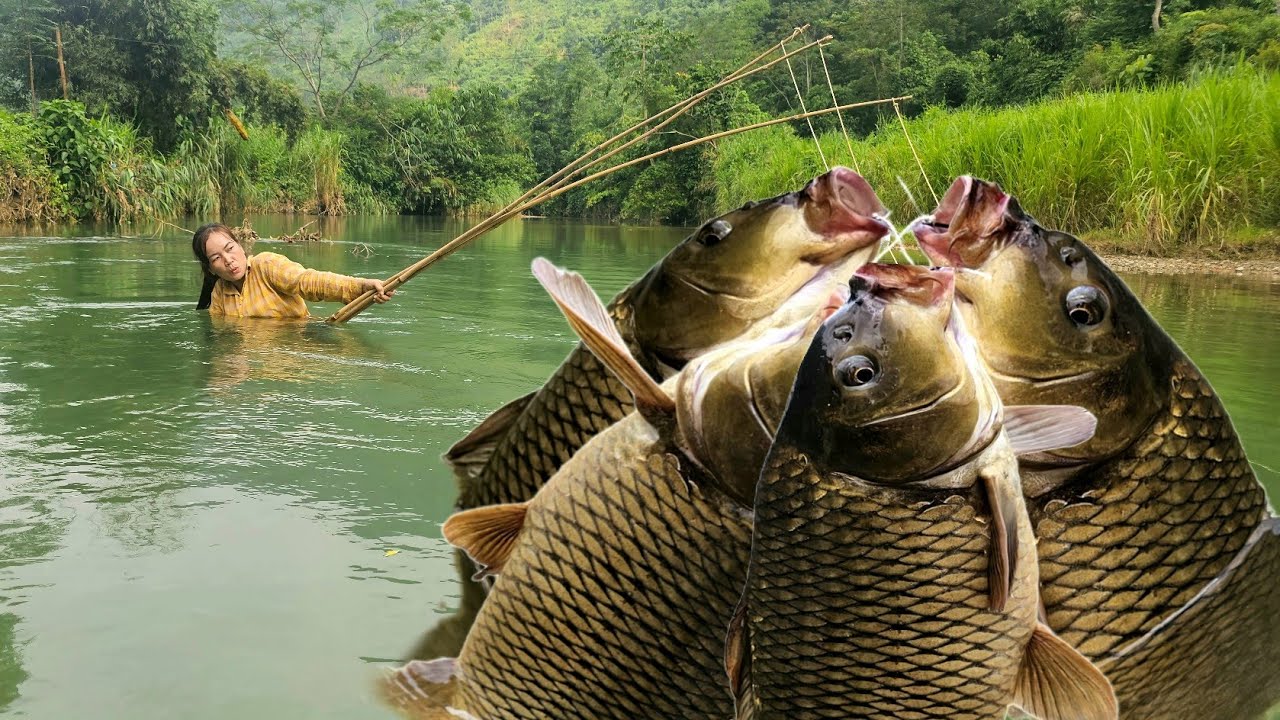 Traditional Fishing Techniques - Single Mother Catches Big Fish Using Many Skillful Techniques
