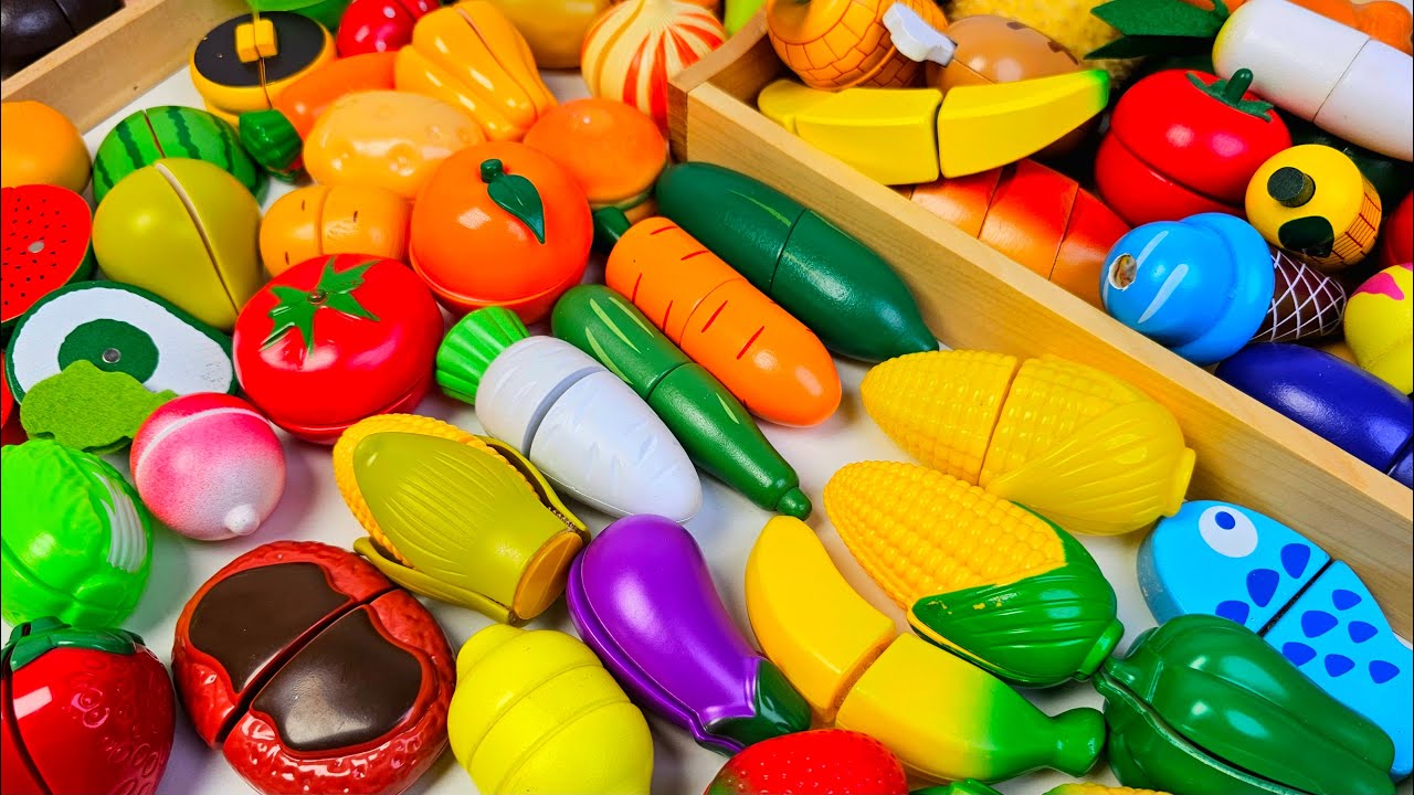 Oddly Satisfying Video-How to Cutting New Wooden Fruits and Vegetables ASMR - Cutting Plastic fruits