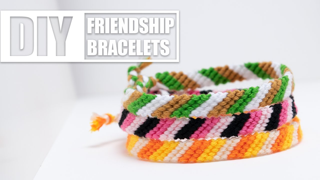 DIY Friendship Bracelet with a Diagonal Pattern with 3 Colors