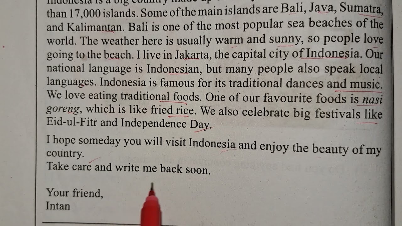 Class 5 English An Email about Indonesia